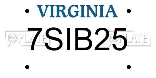 7SIB25 Virginia License Plate