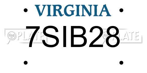 7SIB28 Virginia License Plate