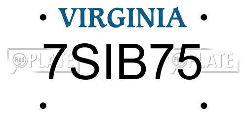 7SIB75 Virginia License Plate