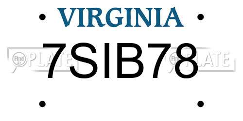 7SIB78 Virginia License Plate