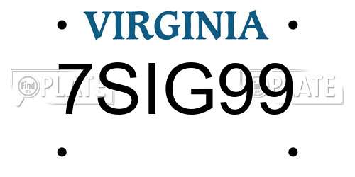 7SIG99 Virginia License Plate