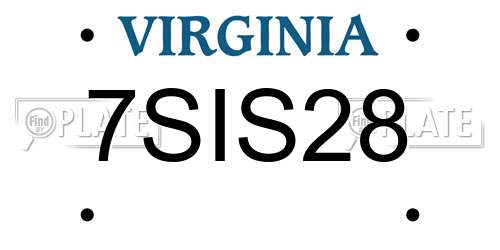 7SIS28 Virginia License Plate