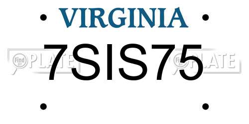 7SIS75 Virginia License Plate