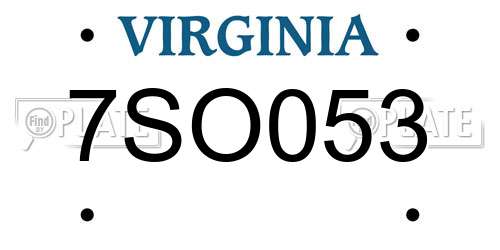 7SO053 Virginia License Plate