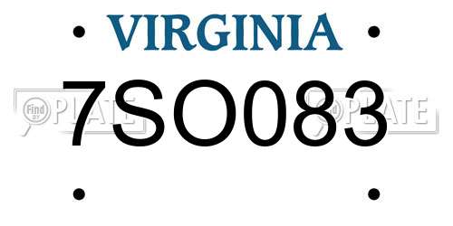 7SO083 Virginia License Plate