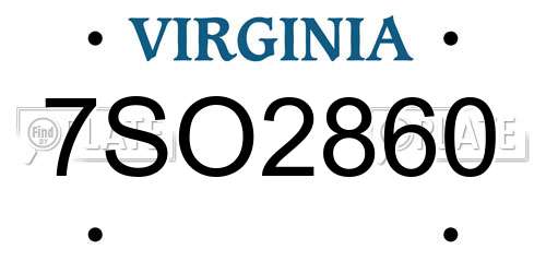 7SO2860 Virginia License Plate