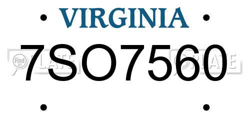 7SO7560 Virginia License Plate