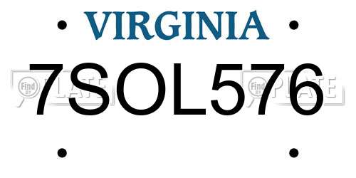 7SOL576 Virginia License Plate
