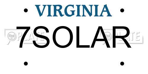 7SOLAR Virginia License Plate