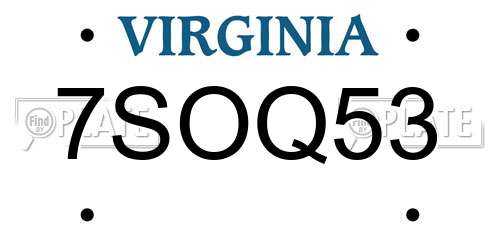 7SOQ53 Virginia License Plate