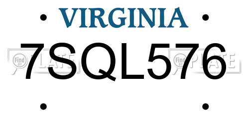7SQL576 Virginia License Plate
