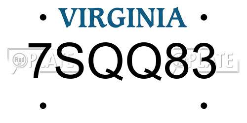 7SQQ83 Virginia License Plate
