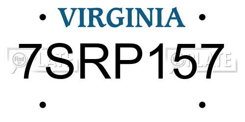 7SRP157 Virginia License Plate