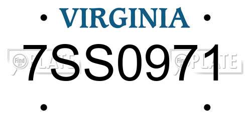 7SS0971 Virginia License Plate