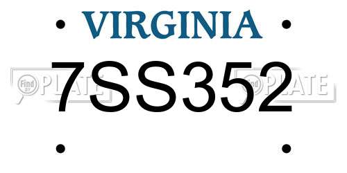 7SS352 Virginia License Plate