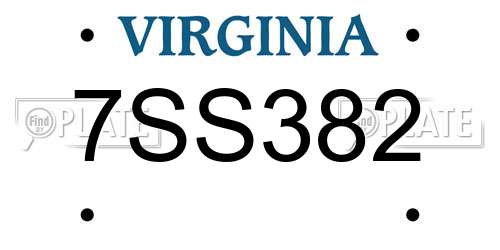 7SS382 Virginia License Plate