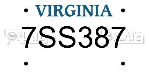 7SS387 Virginia License Plate