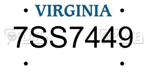 7SS7449 Virginia License Plate