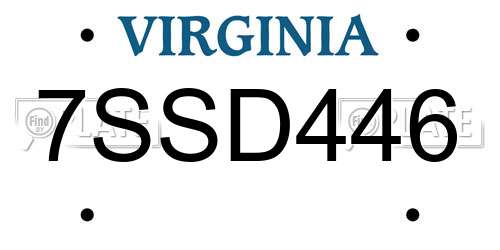 7SSD446 Virginia License Plate