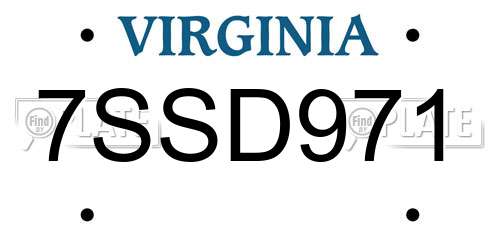 7SSD971 Virginia License Plate