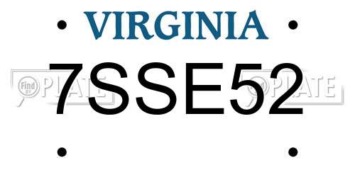 7SSE52 Virginia License Plate
