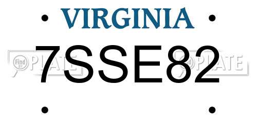 7SSE82 Virginia License Plate