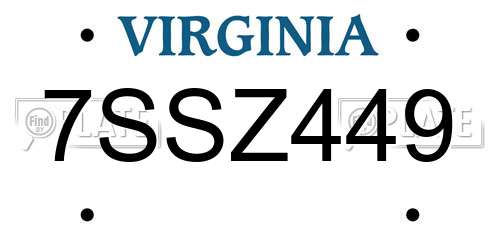 7SSZ449 Virginia License Plate