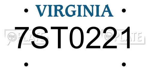 7ST0221 Virginia License Plate