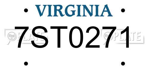 7ST0271 Virginia License Plate