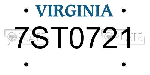 7ST0721 Virginia License Plate