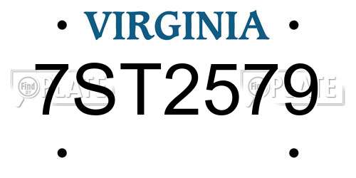 7ST2579 Virginia License Plate