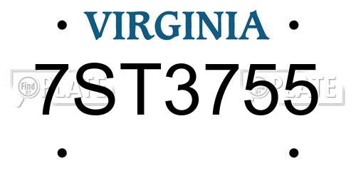 7ST3755 Virginia License Plate