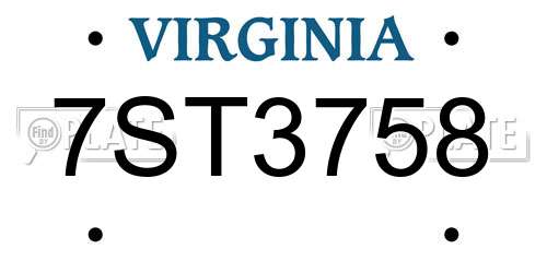 7ST3758 Virginia License Plate