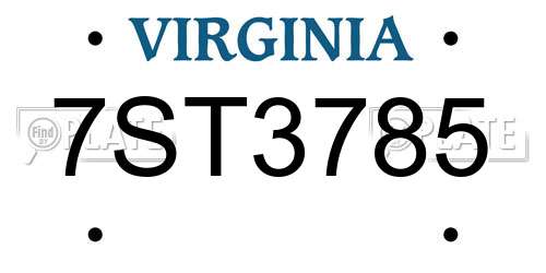 7ST3785 Virginia License Plate