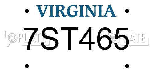 7ST465 Virginia License Plate
