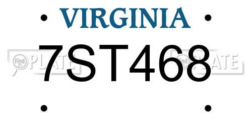 7ST468 Virginia License Plate