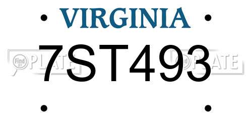 7ST493 Virginia License Plate