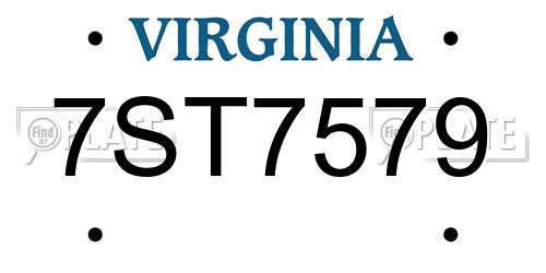 7ST7579 Virginia License Plate