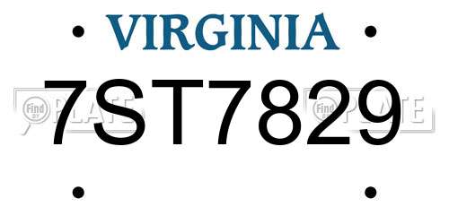 7ST7829 Virginia License Plate