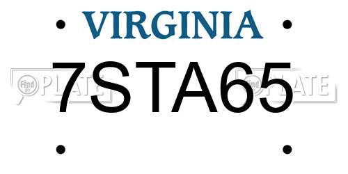 7STA65 Virginia License Plate