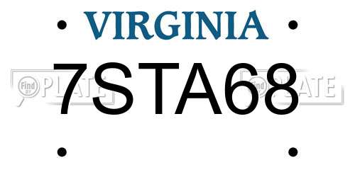 7STA68 Virginia License Plate