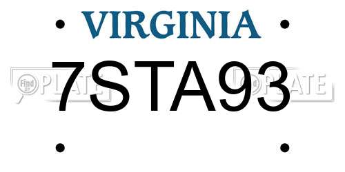 7STA93 Virginia License Plate