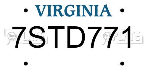 7STD771 Virginia License Plate