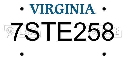 7STE258 Virginia License Plate