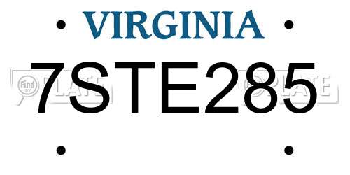 7STE285 Virginia License Plate