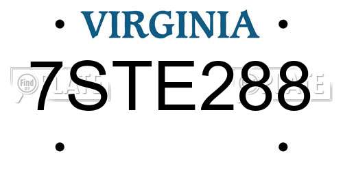 7STE288 Virginia License Plate