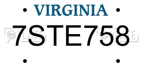7STE758 Virginia License Plate