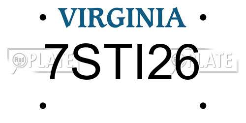 7STI26 Virginia License Plate