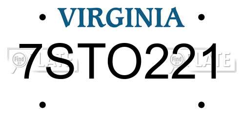 7STO221 Virginia License Plate