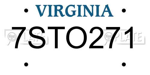 7STO271 Virginia License Plate
